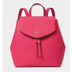 New Kate Spade Lizzie Saffiano Leather Medium Flap Backpack Bikini Pink